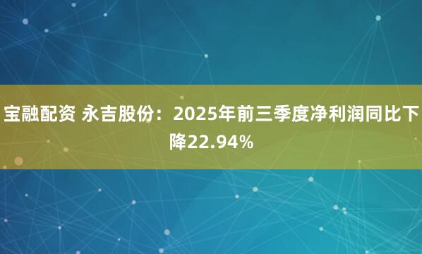 宝融配资 永吉股份：2025年前三季度净利润同比下降22.94%