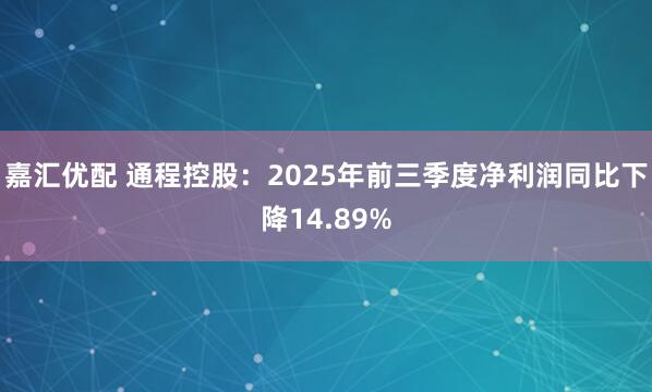 嘉汇优配 通程控股：2025年前三季度净利润同比下降14.89%